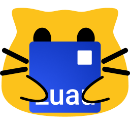 A blob cat emoji holding the Luau logo